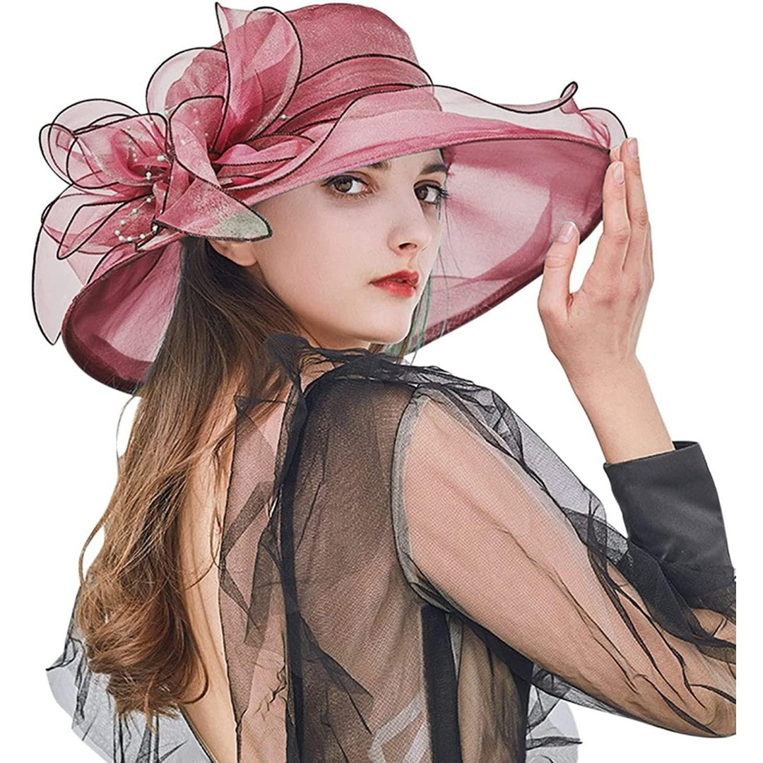 Derby Hat for Women 2023 Organza Tea Party Fascinator Hats Fashionable Church Hats Brides Beach Sun Hat Image 1