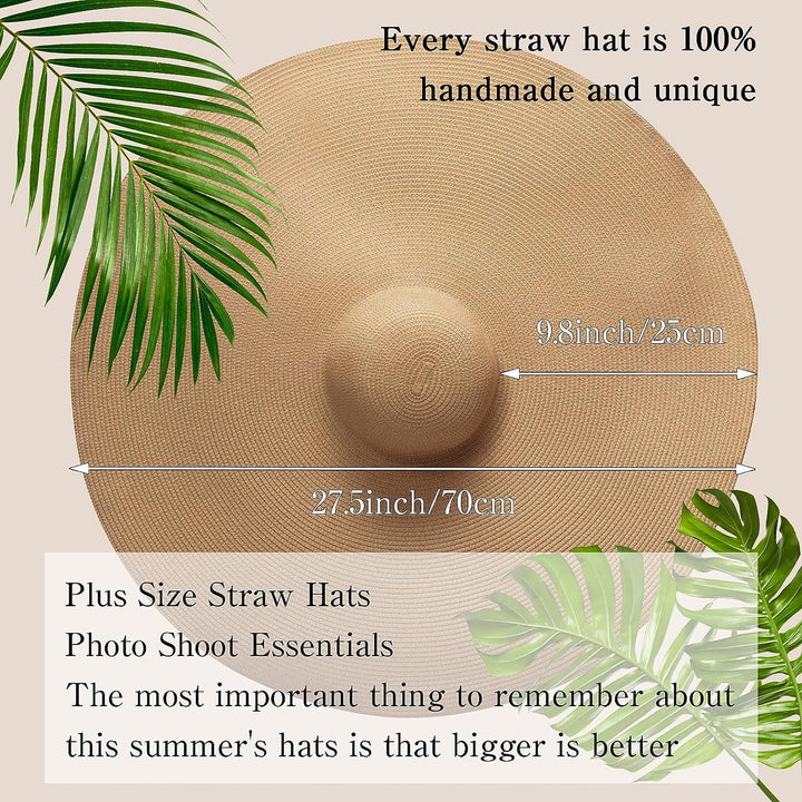 Oversized Beach Straw Hat for Women Fashion Large Wide Brim Visor Hats Summer Roll Up Floppy Sun Hat for Beach Cap Image 2