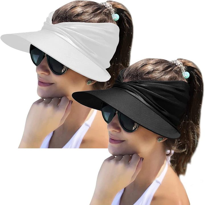 2 Packs Womens Sun Visor Hat Wide Brim Summer UPF 50+ UV Protection Beach Sport Cap Image 7