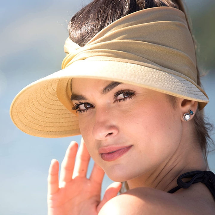 2 Packs Womens Sun Visor Hat Wide Brim Summer UPF 50+ UV Protection Beach Sport Cap Image 10