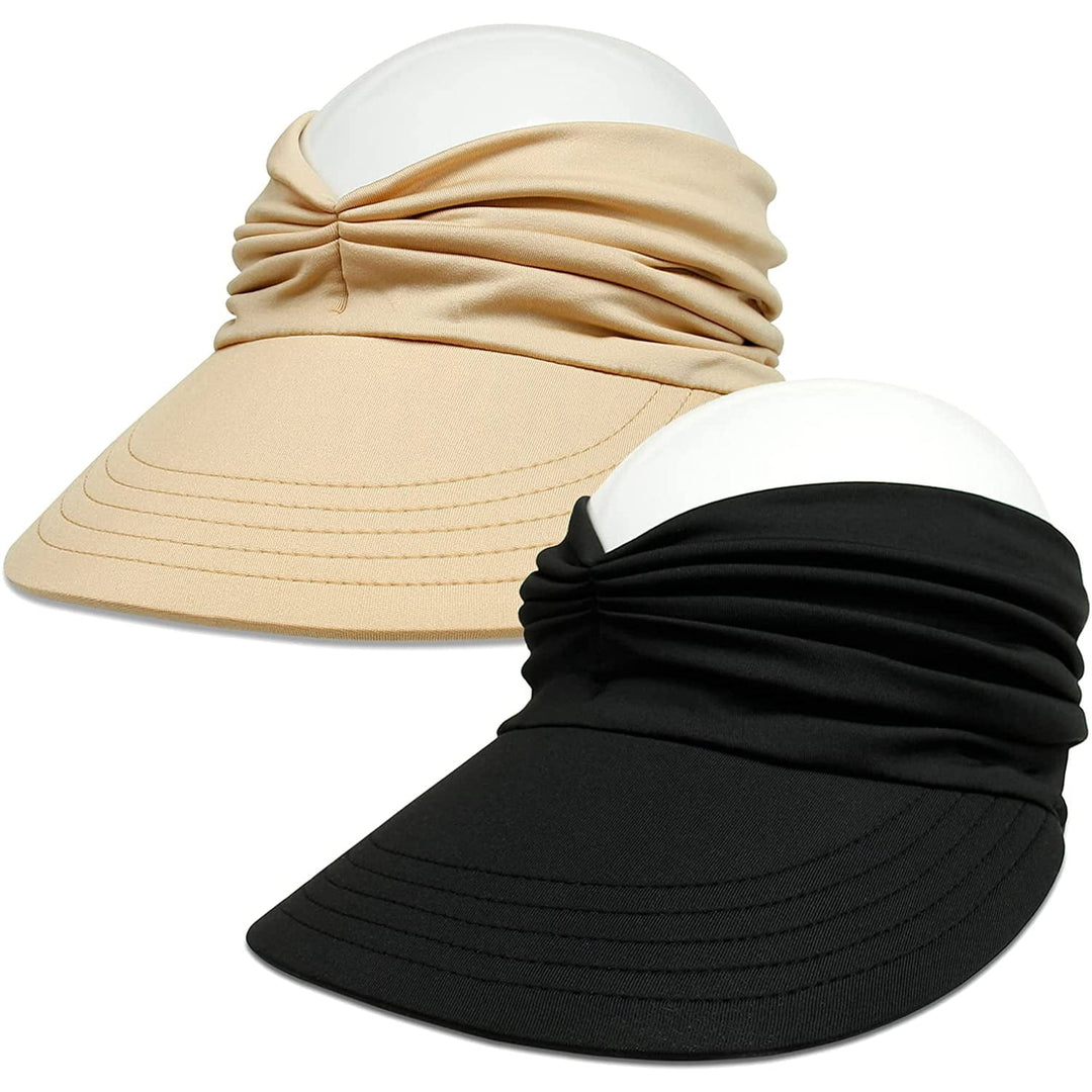 2 Packs Womens Sun Visor Hat Wide Brim Summer UPF 50+ UV Protection Beach Sport Cap Image 11