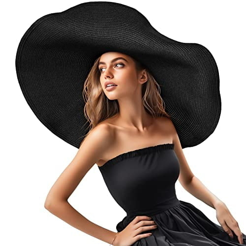 Oversized Beach Straw Hat for Women Fashion Large Wide Brim Visor Hats Summer Roll Up Floppy Sun Hat for Beach Cap Image 7