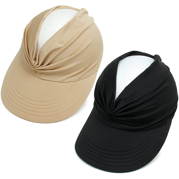 2 Packs Womens Sun Visor Hat Wide Brim Summer UPF 50+ UV Protection Beach Sport Cap Image 12