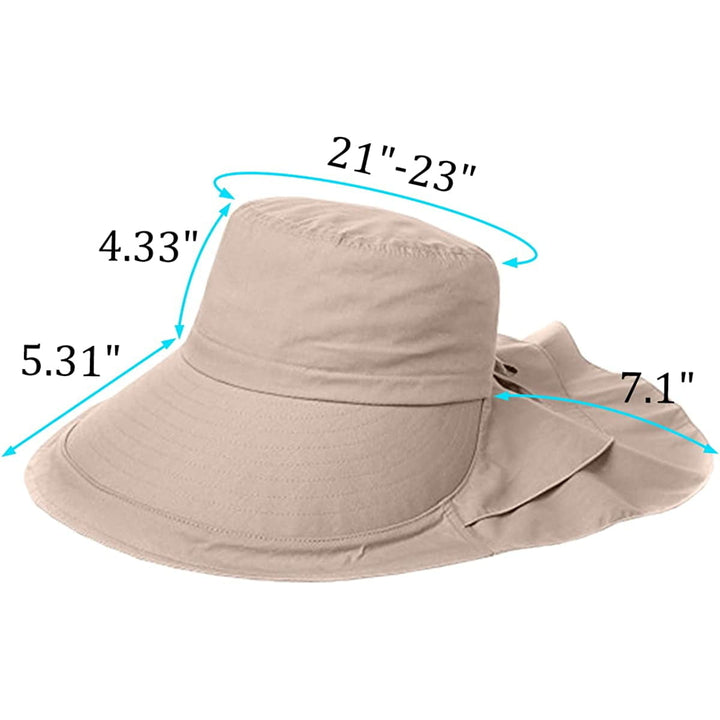 3 Pack Womens Ponytail Sun Hat with Neck Flap Wide Brim UV Protection Bucket Hat Summer Beach Fishing Hiking Garden UPF Image 9