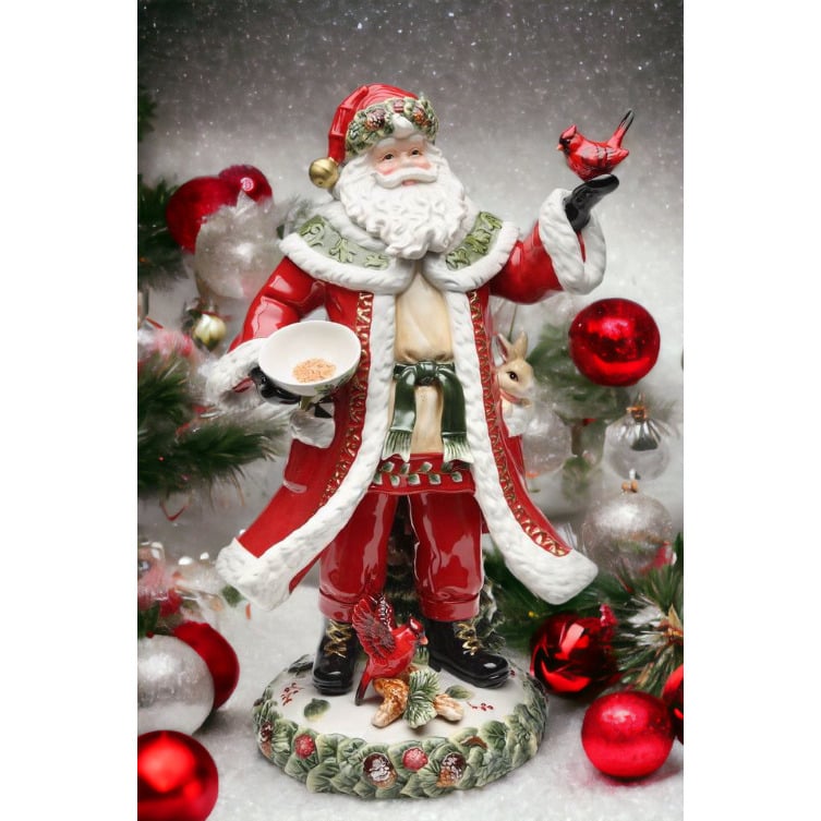 Ceramic Evergreen Holiday Santa Statue 10 7/8" Kitchen and Image 1