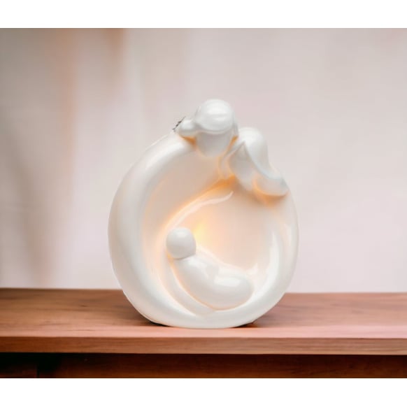 Ceramic Family Scene Night Light 5.25x4.25x6 Inch Image 2