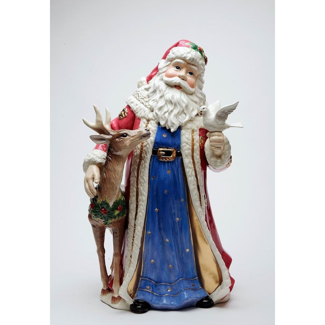 Ceramic Christmas Santa Reindeer Figurine 11.1" Holiday Image 3