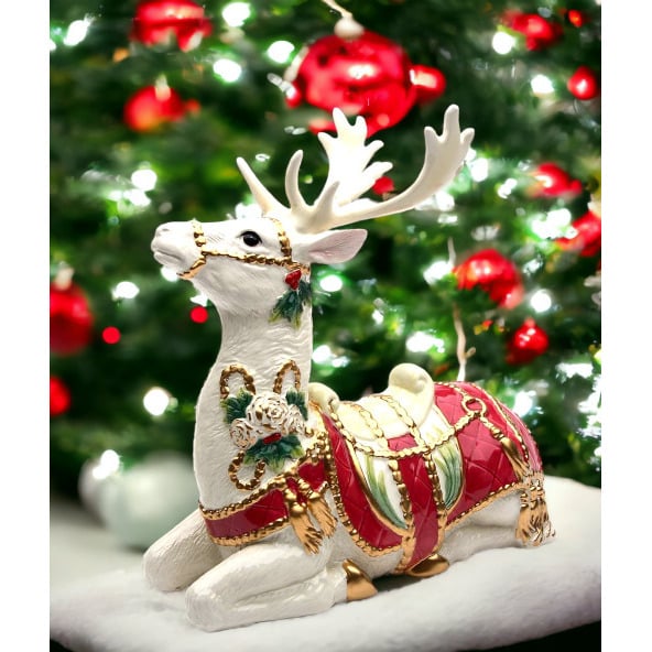 Ceramic Christmas Sitting Deer 9.875" Mom Kitchen Image 1