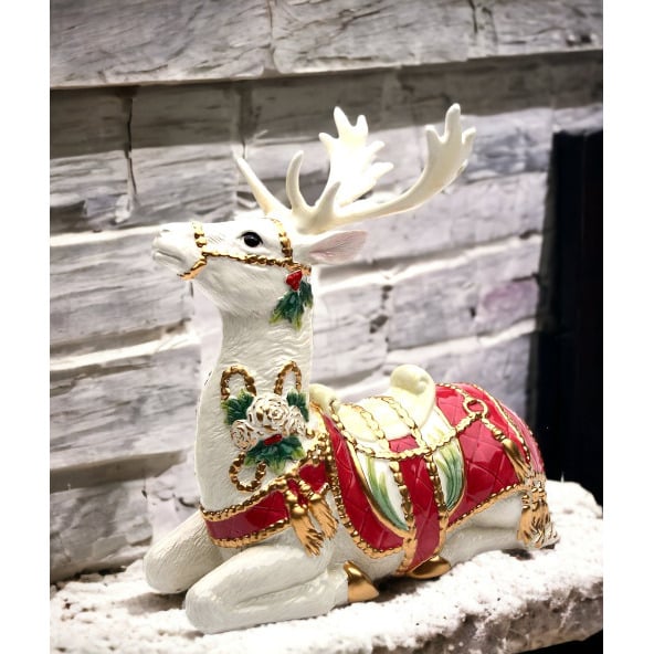 Ceramic Christmas Sitting Deer 9.875" Mom Kitchen Image 2