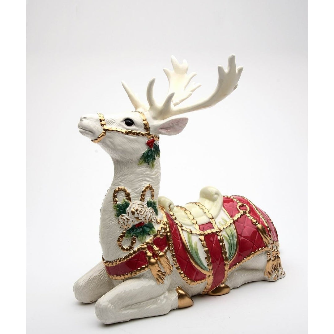 Ceramic Christmas Sitting Deer 9.875" Mom Kitchen Image 3