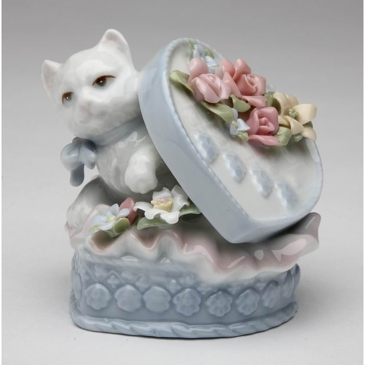 Ceramic Kitten Figurine in Heart Box 2.5in Gift for Cat Image 3