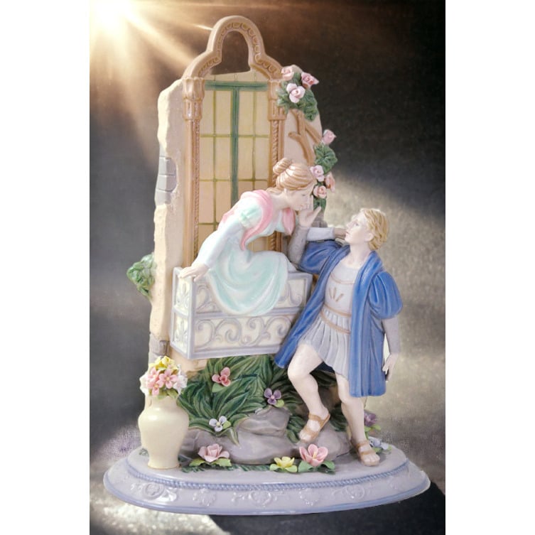 Ceramic Romeo and Juliet Figurine 8.25x5.625x11.5 Gift for Theater Lover Image 1