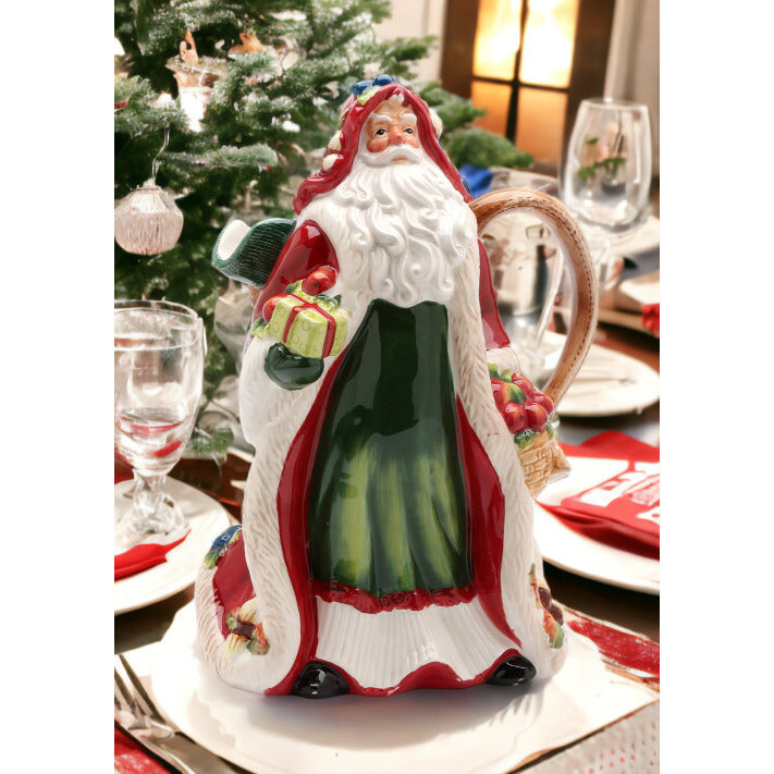 Ceramic Santa Pitcher 56oz Holiday Decor Kitchen Christmas Image 1