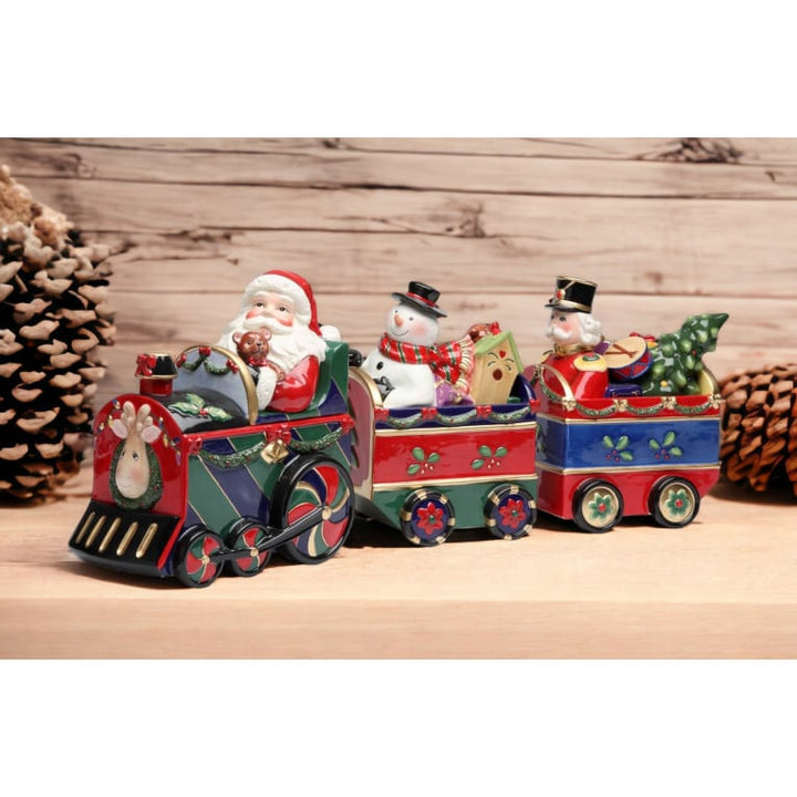 Ceramic Train Set Canisters Santa Frosty Nutcracker 21x5.5x9 Image 2