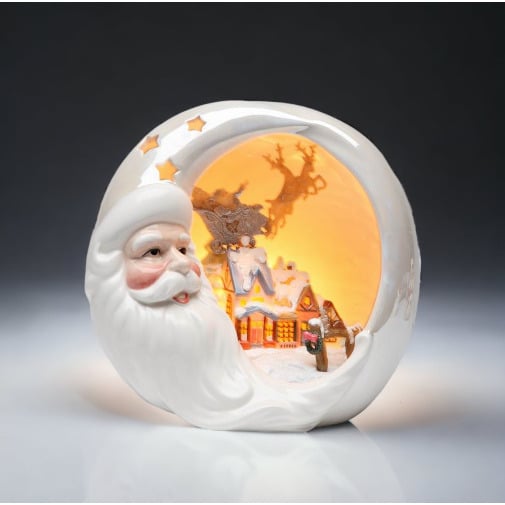 Ceramic Santa Night Light with Christmas House 8" Image 2