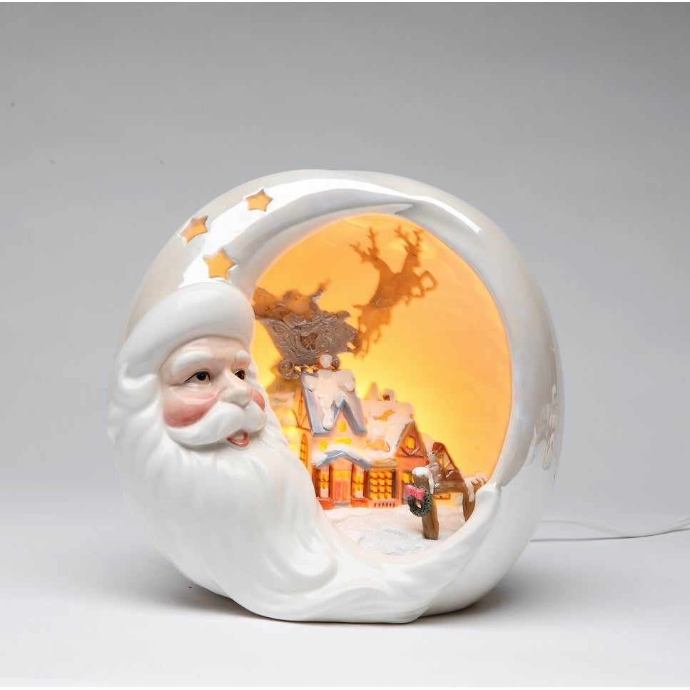 Ceramic Santa Night Light with Christmas House 8" Image 3