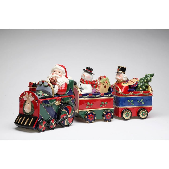 Ceramic Train Set Canisters Santa Frosty Nutcracker 21x5.5x9 Image 3