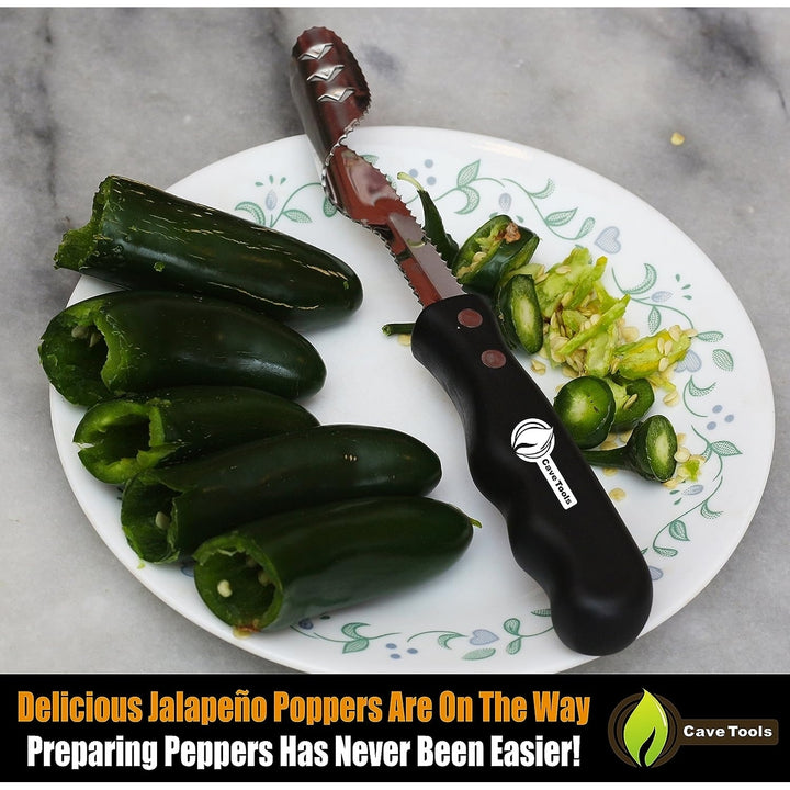(2 Pack) Cave Tools Jalapeno Pepper Corer and Deseeder to Peel or Slice Off BellBananaor Chili Pepper Tops/Stems Image 3