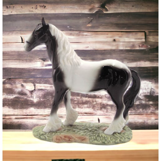 Ceramic Black White Horse Figurine 5 inch Home Office Gift Image 2