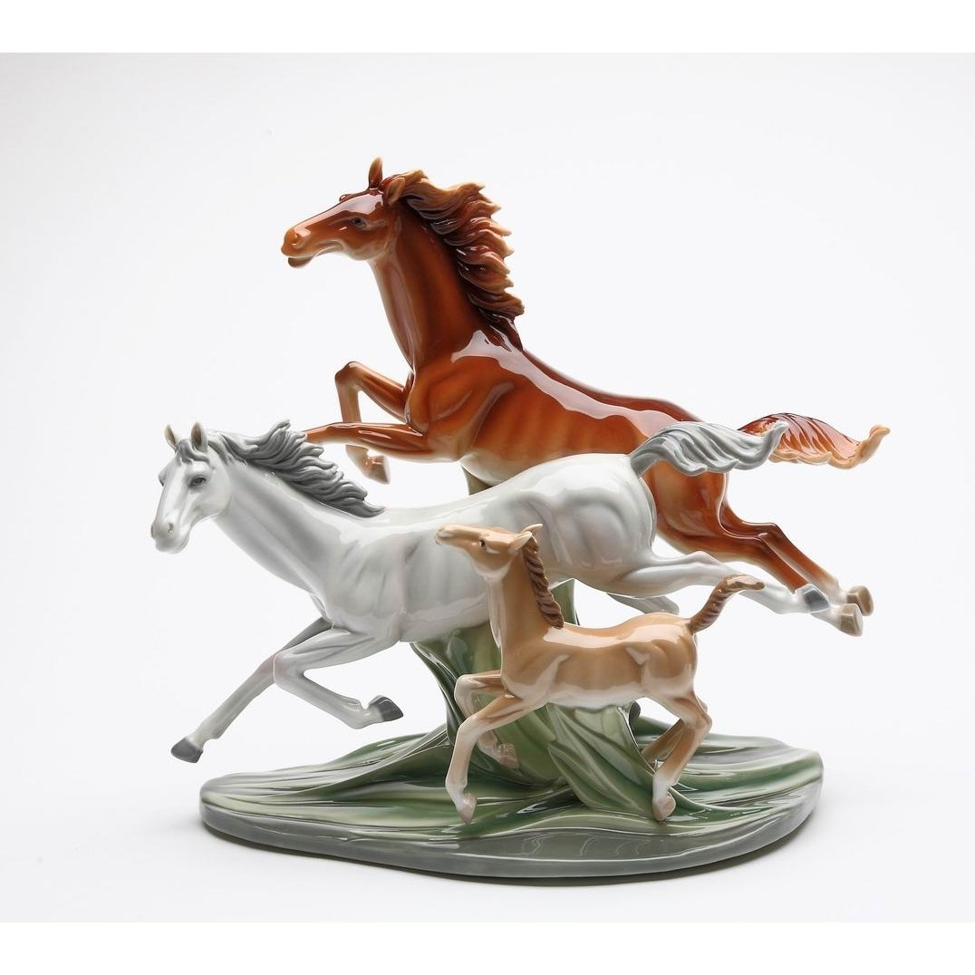 Ceramic Galloping Horses Statue 12in Rustic  Her Dad Image 3