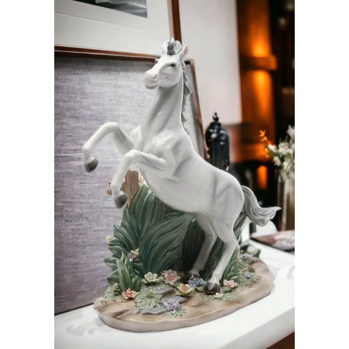 Ceramic White Stallion Horse Figurine 9 1/8" Home Image 1