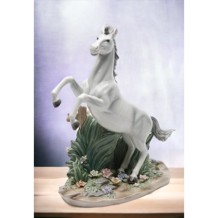 Ceramic White Stallion Horse Figurine 9 1/8" Home Image 2