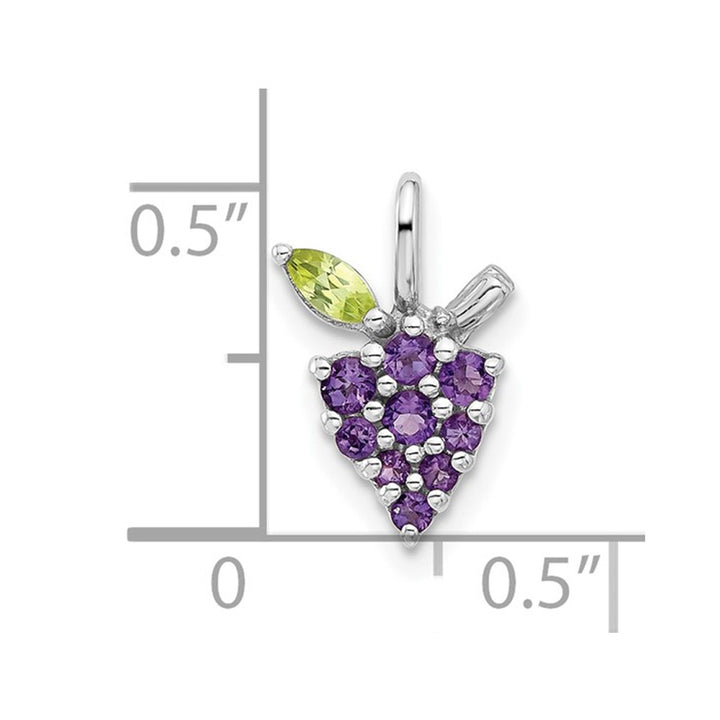 1/5 Carat (ctw) Amethyst and Peridot Grape Charm Pendant Necklace in Sterling Silver with Chain Image 3