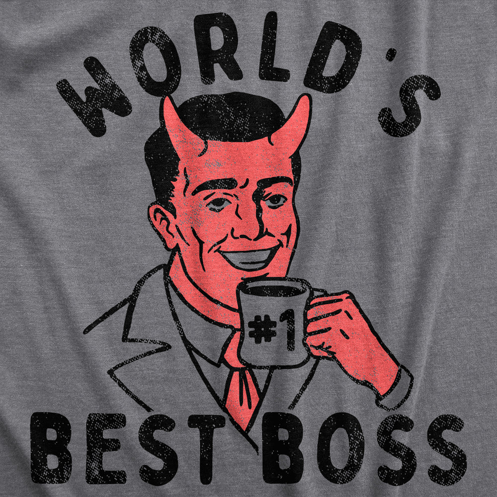 Mens Worlds Best Boss T Shirt Funny Office Job Devil Joke Tee For Guys Image 2