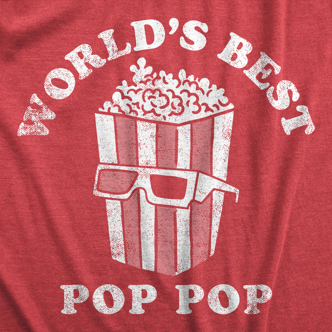 Mens Worlds Best Pop Pop T Shirt Funny Fathers Day Gift Movie Popcorn Lovers Tee For Guys Image 2