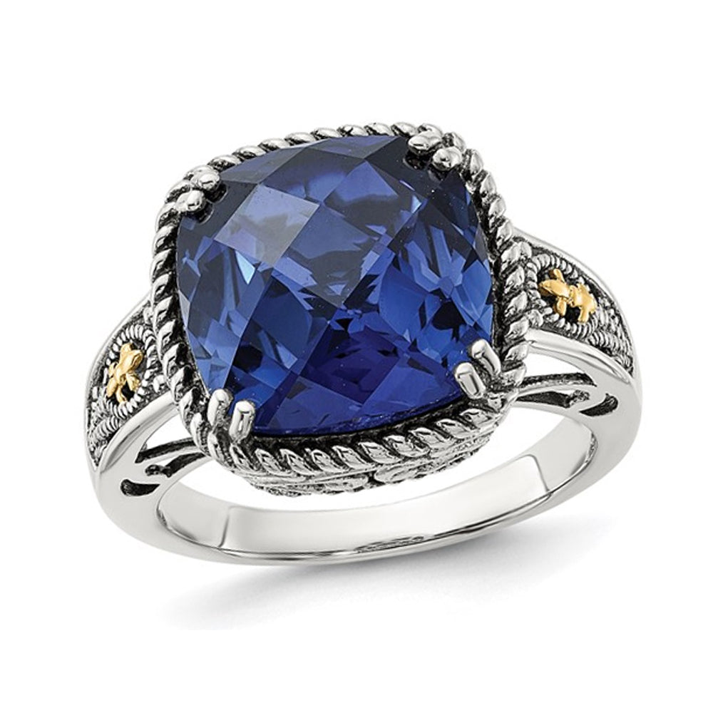 8.70 Carat (ctw) Lab-Created Blue Sapphire Ring in Sterling Silver Image 1