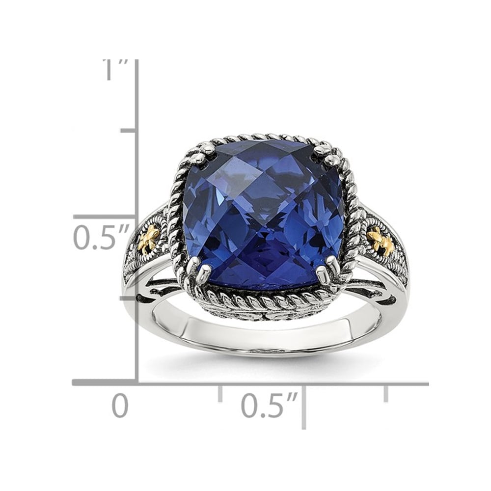 8.70 Carat (ctw) Lab-Created Blue Sapphire Ring in Sterling Silver Image 3
