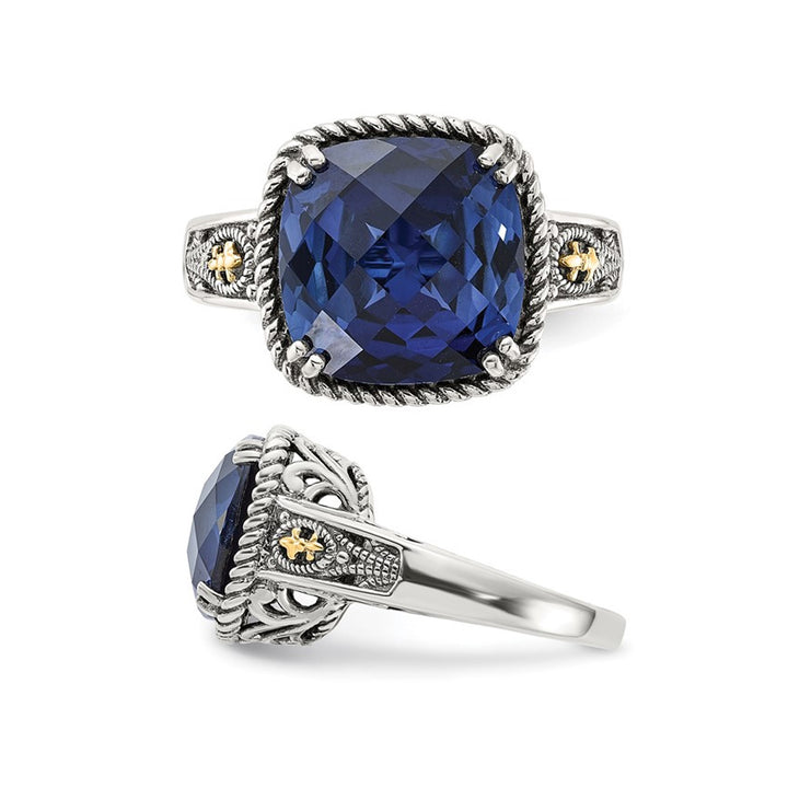 8.70 Carat (ctw) Lab-Created Blue Sapphire Ring in Sterling Silver Image 4