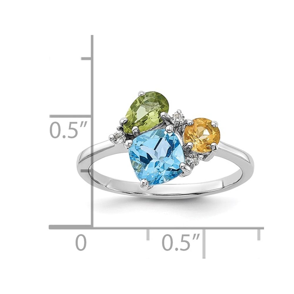 2.01 Carat (ctw)Blue TopazPeridotand Citrine Ring in Sterling Silver Image 3