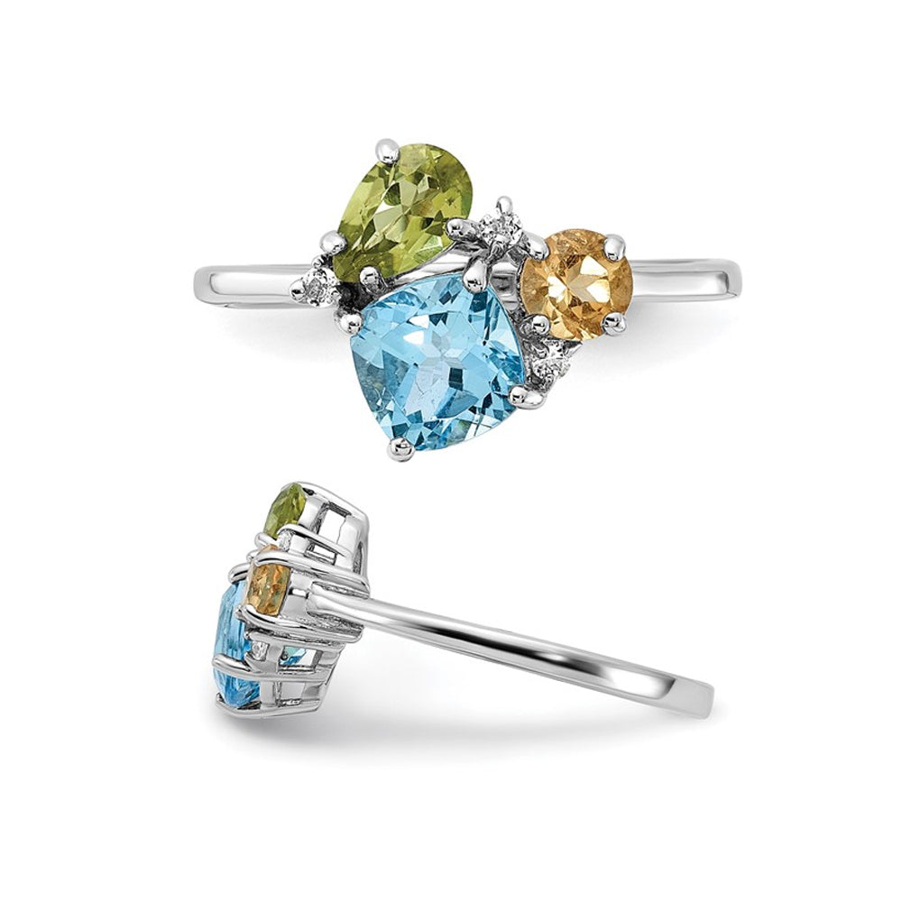 2.01 Carat (ctw)Blue TopazPeridotand Citrine Ring in Sterling Silver Image 4