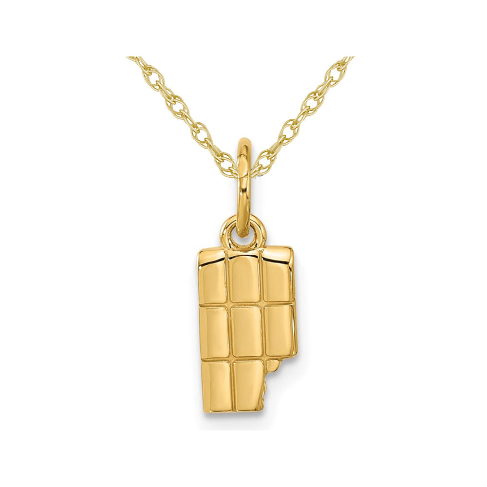 14K Yellow Gold Fancy Chocolate Charm Pendant Necklace with Chain Image 1