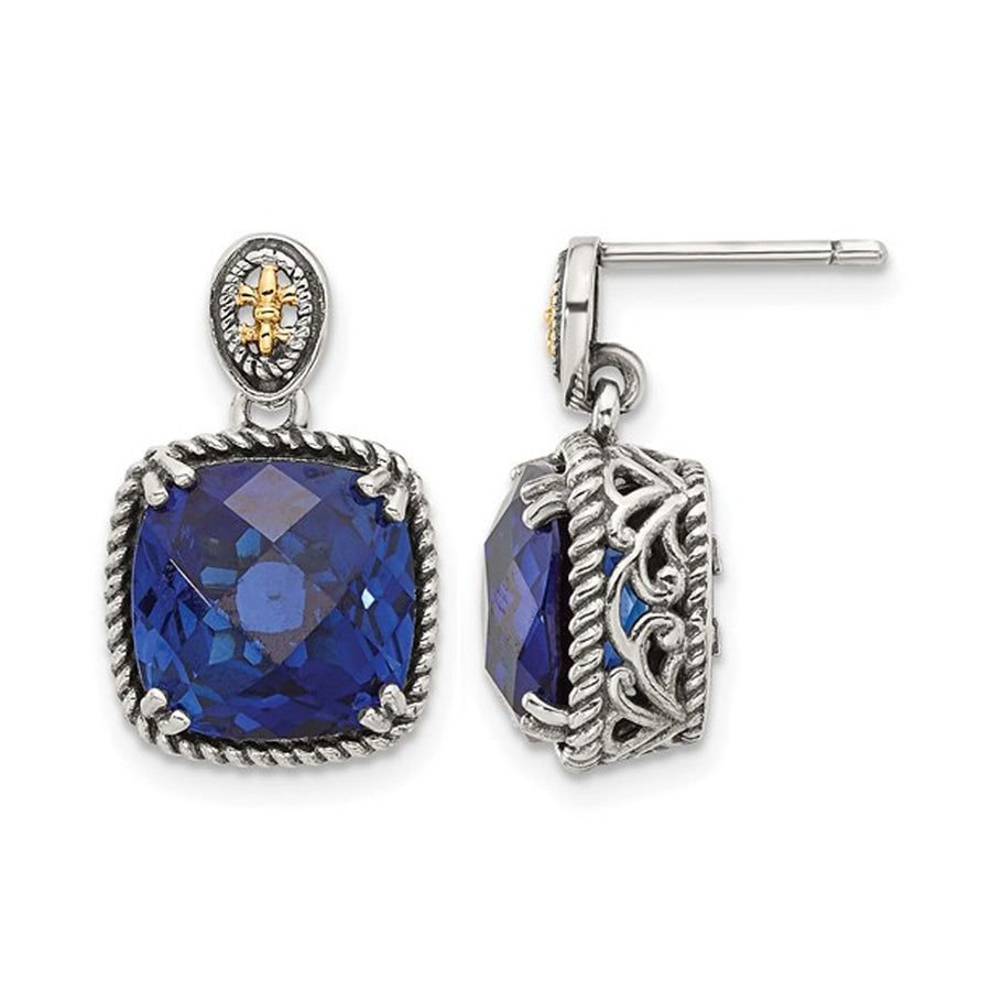 11.20 Carat (ctw) Lab-Created Blue Sapphire Earrings in Sterling Silver Image 1