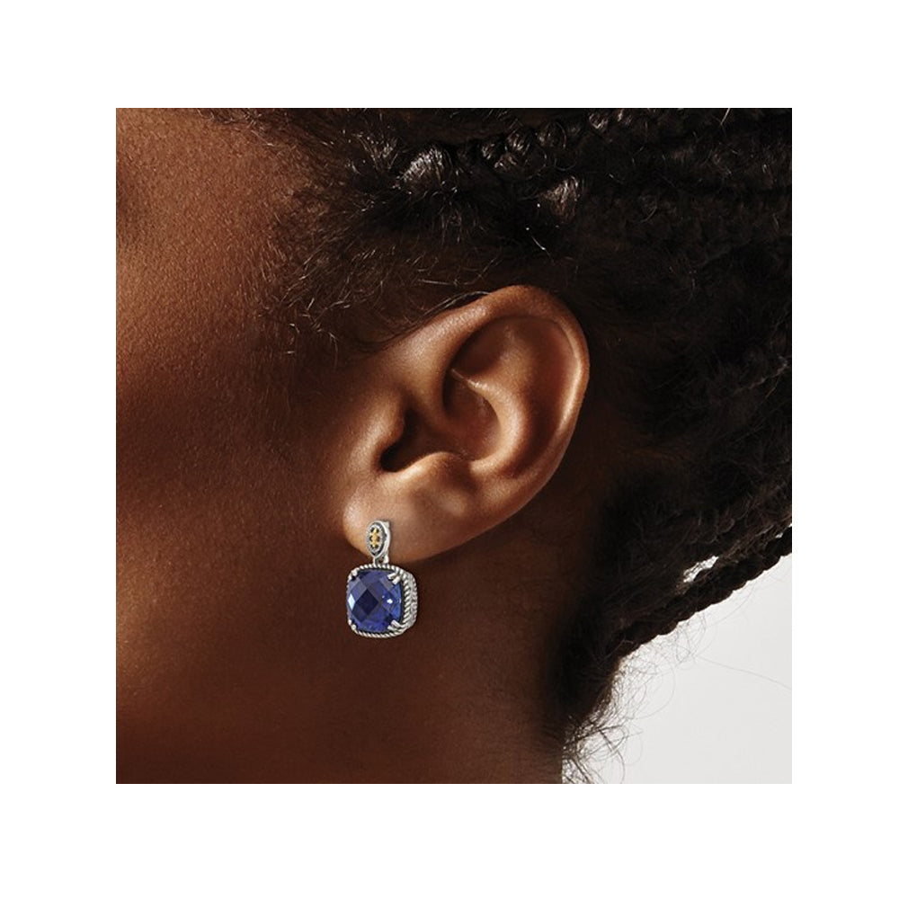 11.20 Carat (ctw) Lab-Created Blue Sapphire Earrings in Sterling Silver Image 3