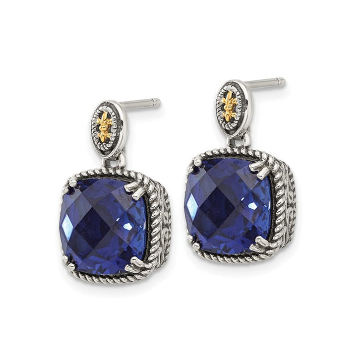 11.20 Carat (ctw) Lab-Created Blue Sapphire Earrings in Sterling Silver Image 4