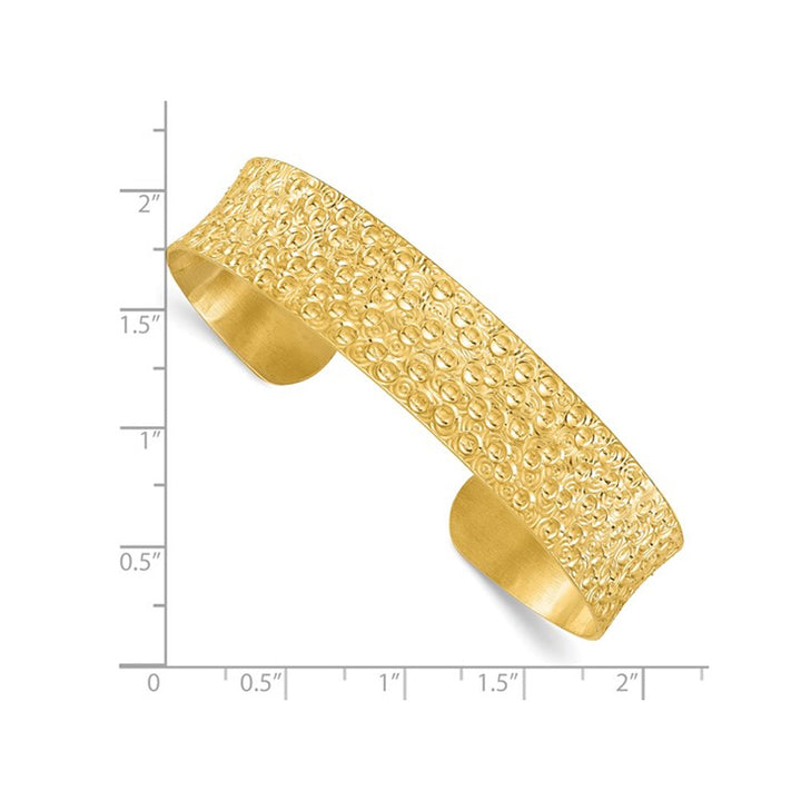 Yellow Plated Sterling Silver Textured Cuff Bangle Bracelet Image 4