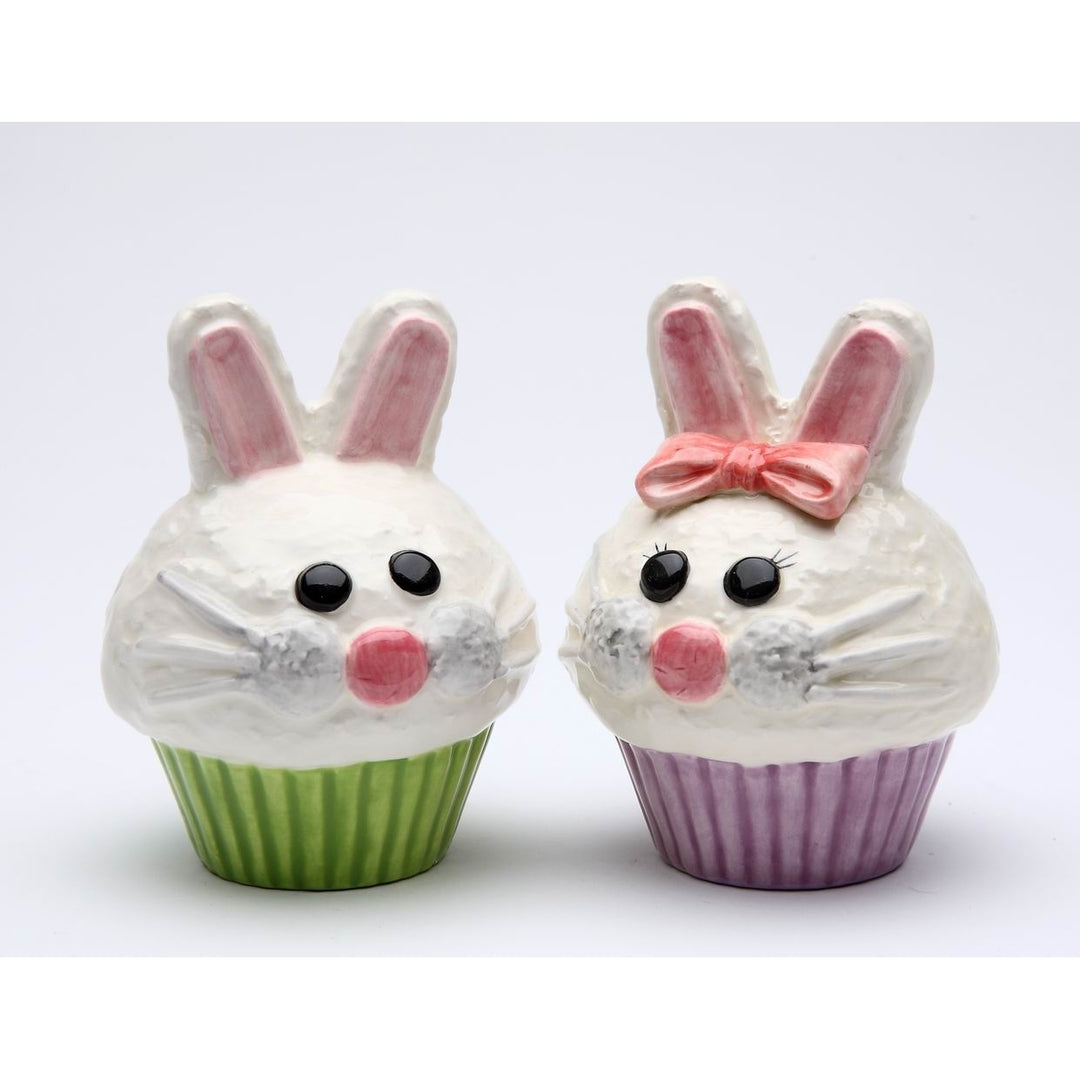 Ceramic Bunny Rabbit Cupcake Salt and Pepper Shakers Image 3