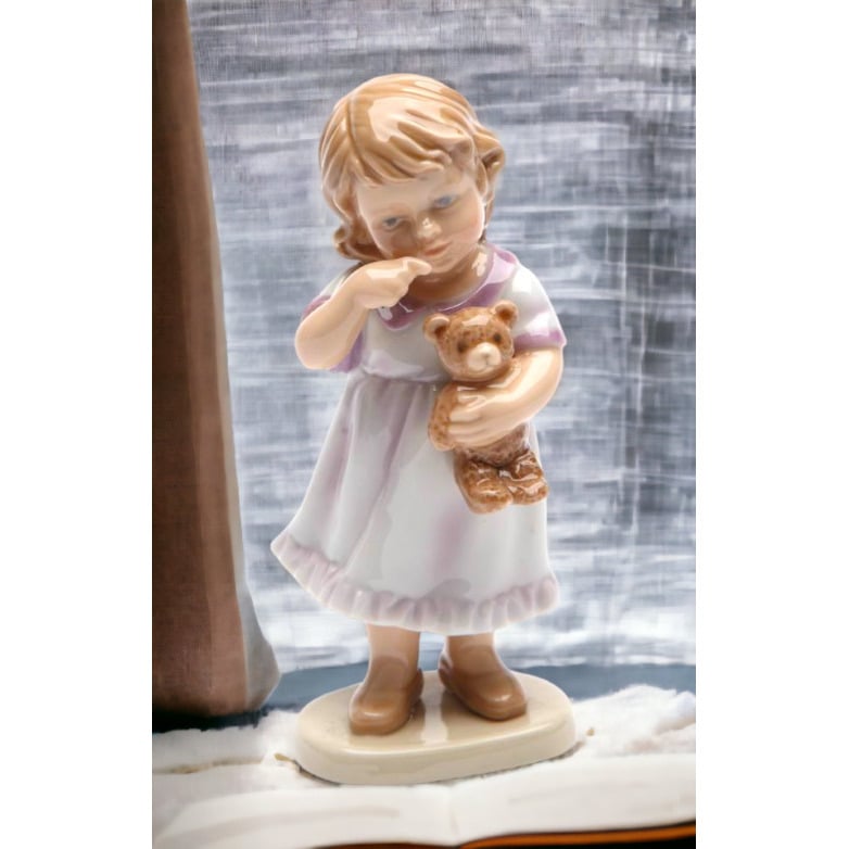 Kevins Gift Shoppe Ceramic Little Girl Holding Teddy Bear Figurine Image 1