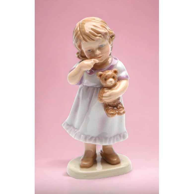 Kevins Gift Shoppe Ceramic Little Girl Holding Teddy Bear Figurine Image 2