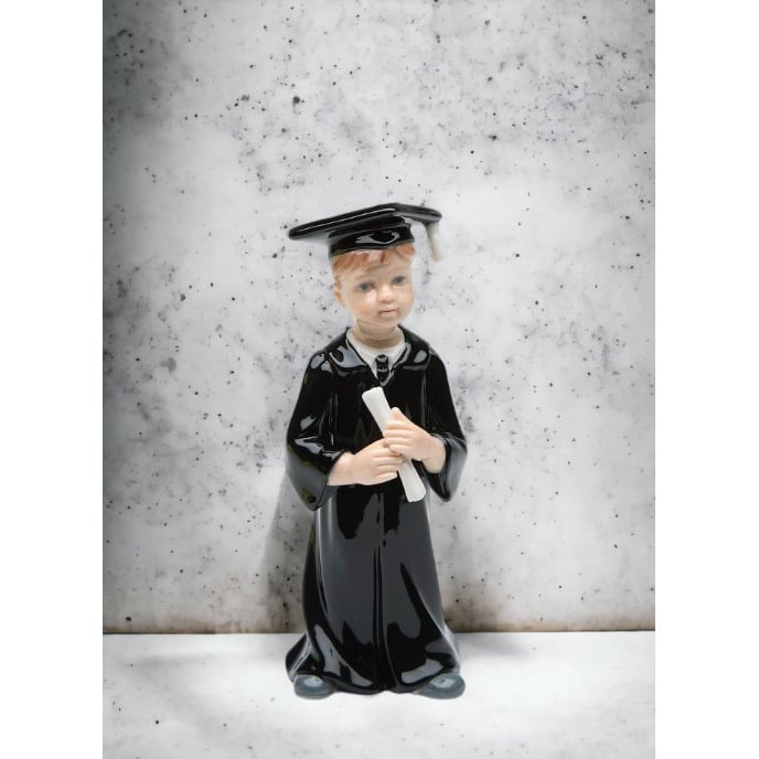 Ceramic Graduating Boy Figurine Small 1.875x2x4.625 Graduation Image 2