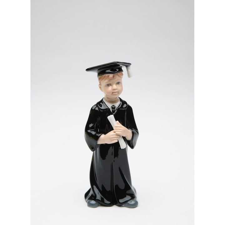 Ceramic Graduating Boy Figurine Small 1.875x2x4.625 Graduation Image 3