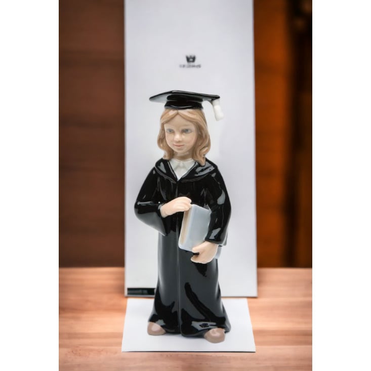 Ceramic Graduating Girl Figurine Small Size Graduation 2in Image 1