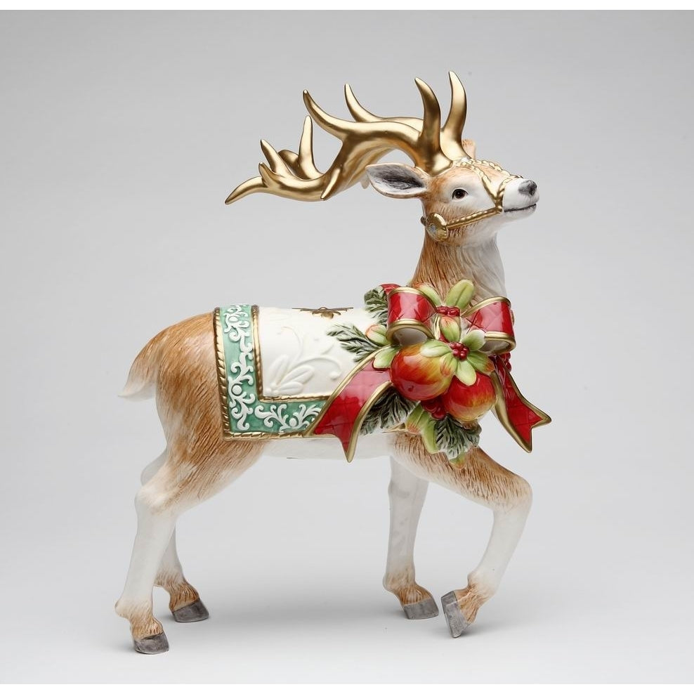 Kevins Gift Shoppe Ceramic Victorian Harvest Reindeer Figurine Centerpiece Image 3