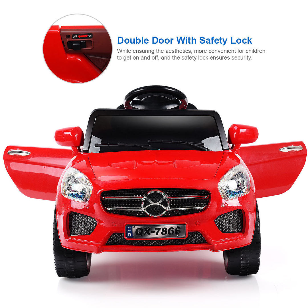 6V Kids Ride On Car RC Remote Control Battery Powered w/ LED Lights MP3 Red Image 4