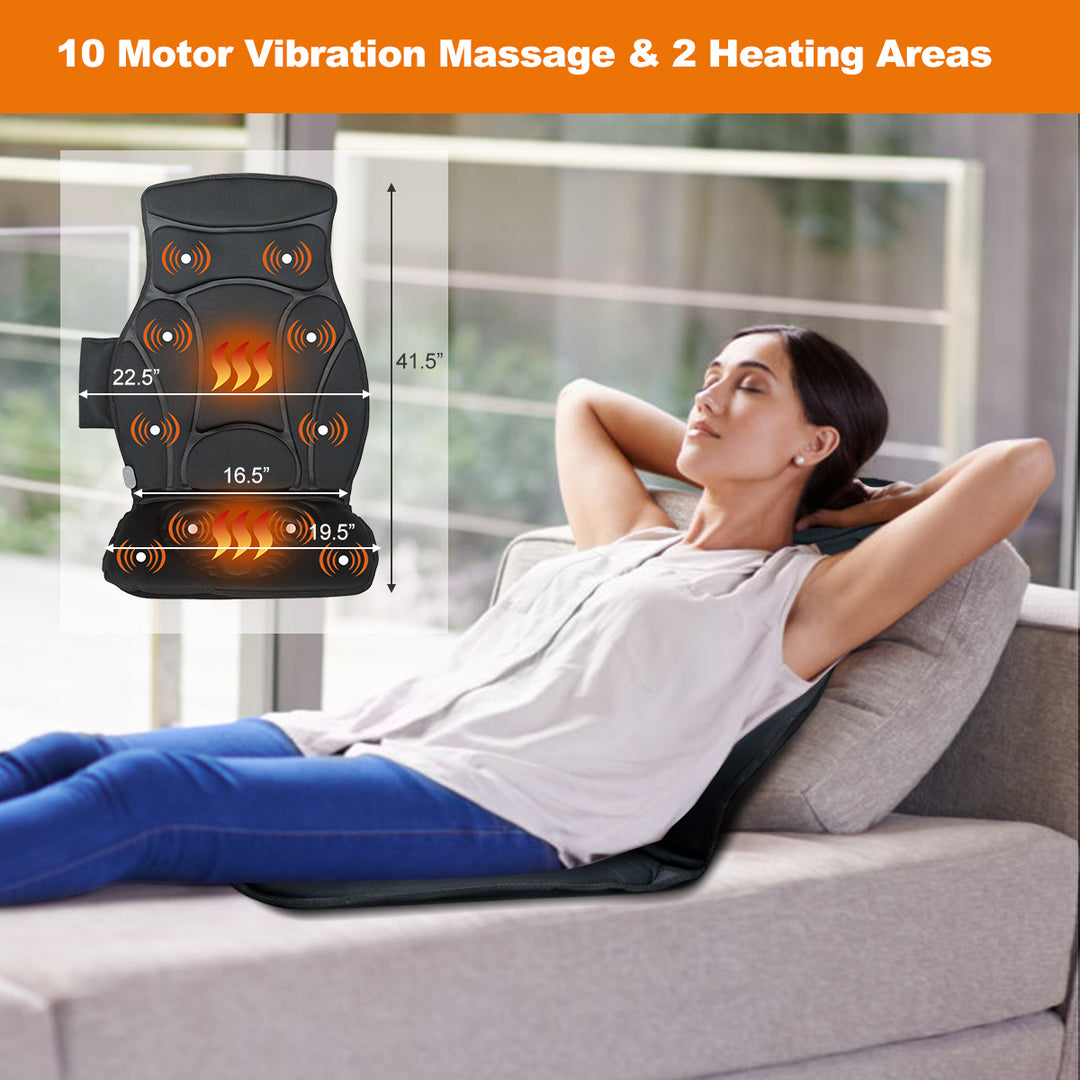 Vibration Massage Seat Cushion Car 10 Vibration Motors Seat Back Massager Image 3