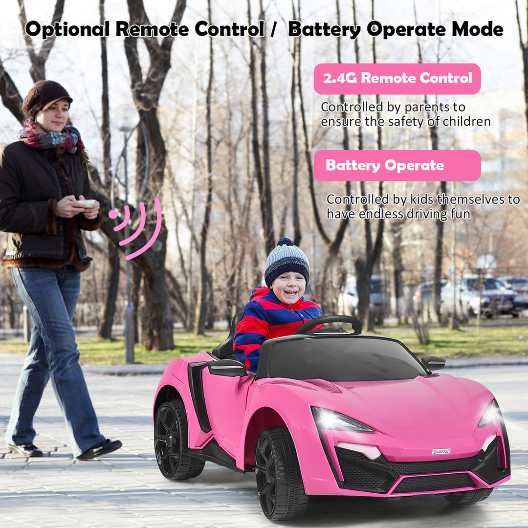 Costway 12V Kids Ride On Car 2.4G RC Electric Vehicle w/ Lights MP3 Openable Doors White\Black\ Red\Pink Image 2