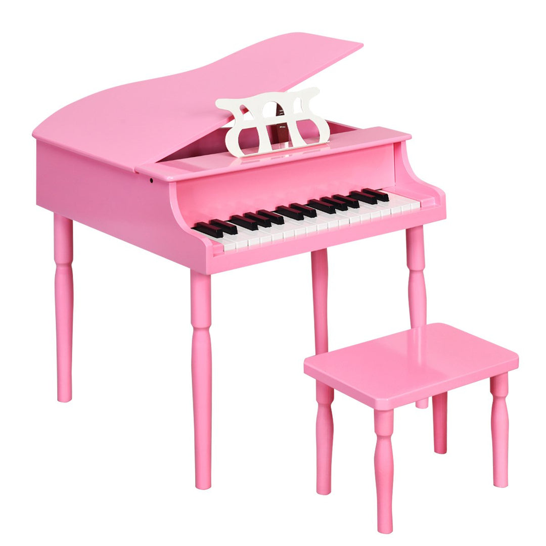 Costway 30-Key Classic Baby Grand Piano Toddler Toy Wood w/ Bench and Music Rack PinkBlack Image 12